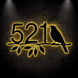 Custom Address Sign,Metal House Number Sign with Bird,Personalized Address Plaque,House Signs,Street Name Sign,Front Door Sign,New Home Gift