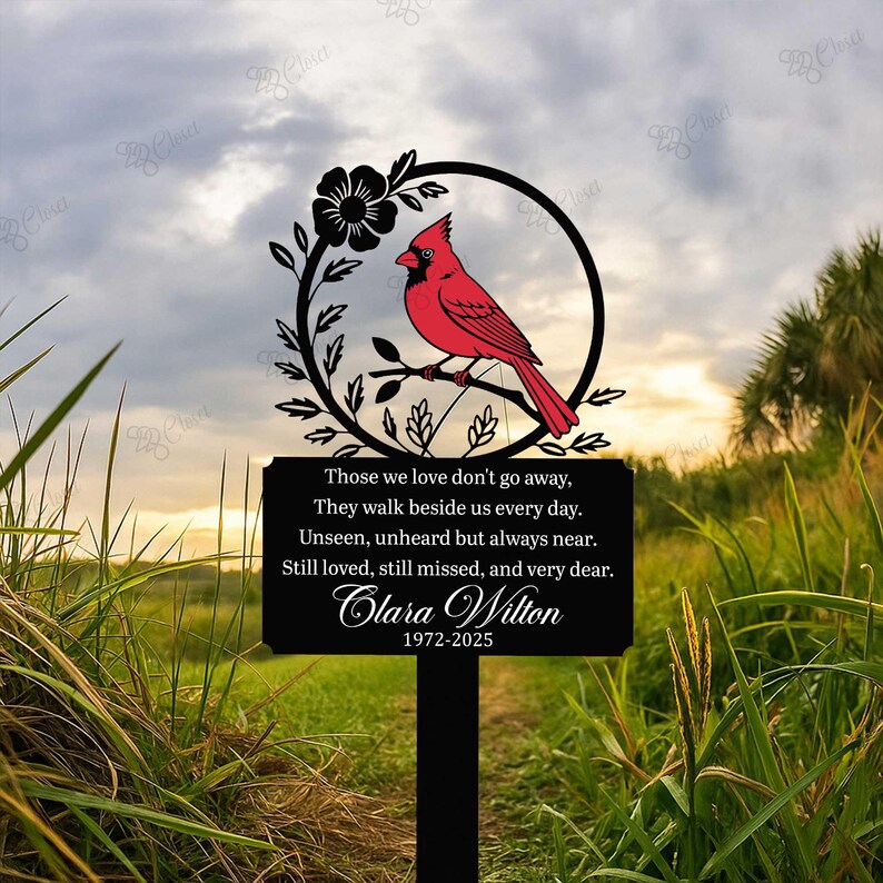 Custom Cardinal Memorial Cross Sign, Cardinal Memorial, Grave Cross ...