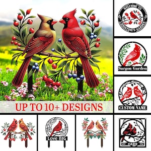 Custom Cardinal Metal Garden Sign, Cardinals Garden Stake, Red Cardinal Garden Decor, Cardinal Yard Sign, Metal Bird Sign, Bird Lover Gift