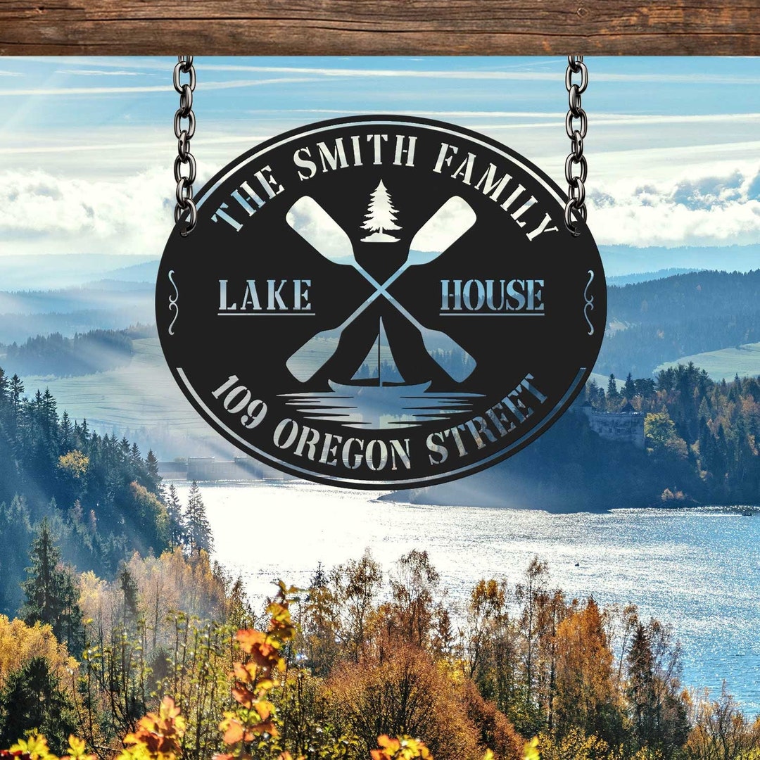 Custom Lake House Metal Sign, Family Lake House Sign, Personalized ...