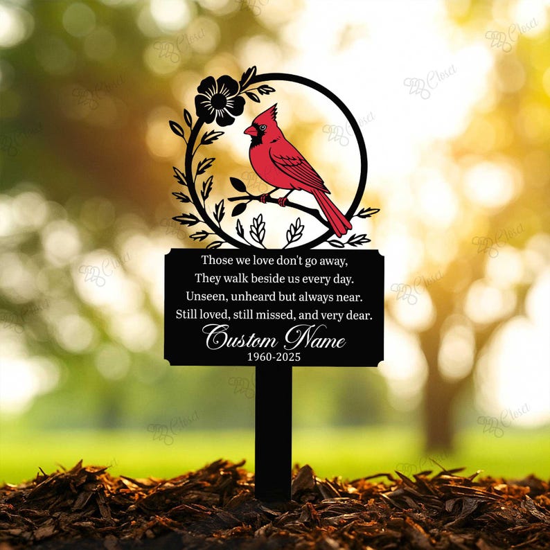 Custom Cardinal Memorial Cross Sign, Cardinal Memorial, Grave Cross ...