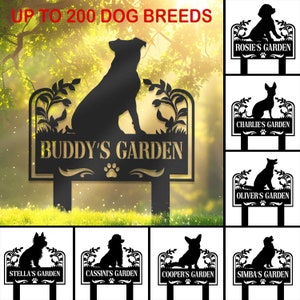 Letrero de metal personalizado para jardín conmemorativo de mascotas, estaca de metal, letrero de jardín para perros, marcadores de tumba para mascotas, regalos para la pérdida de un perro, estaca de recuerdo, regalo para amantes de los perros
