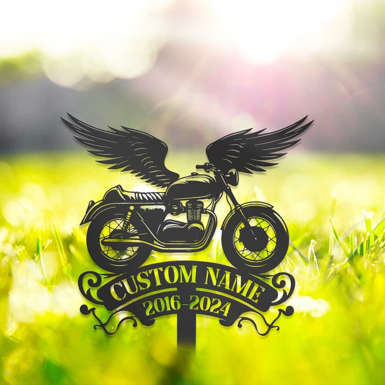 Custom Motorcycle Metal Sign, Motorcycle Memorial Stake, Rider Memorial ...
