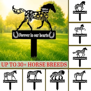 Custom Horse Memorial Stake, Horse Breed Sign, Pet Grave Markers, Horse Sign With Stake, Sympathy Sign, Remembrance Stake, Mustang Sign