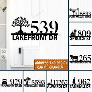 Custom Metal Address Sign, Personalized House Number Sign, Modern Address Sign, Farmhouse, Lake, Beach House Address Signs, Front Door Sign