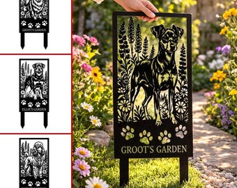 Personalized Dog Breed Garden Panel Decor :Personalized Pet Yard Metal Sign