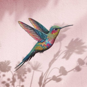 Bunter Kolibri Garten-Dekor, Metall-Kolibri, Kolibri-Wand-Kunst, Frühlings-Garten-Dekor, Kolibri-Kunst, Garten-Dekor