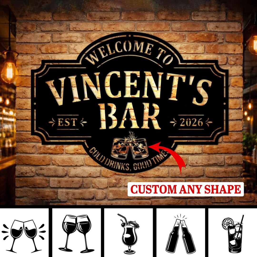 Personalized Your Bar Sign: Custom Home Bar Metal Decor - Etsy