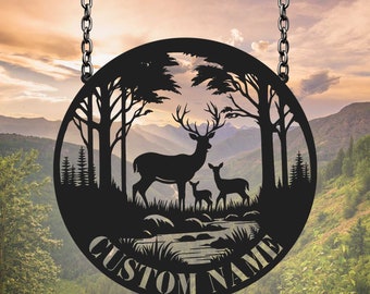 Custom Metal Deer Sign, Deer Cabin Sign, Cabin Sign, Nature Metal Sign, Outdoor Decor, Deer Hunter Gift, Lodge Sign, Cottage Decor