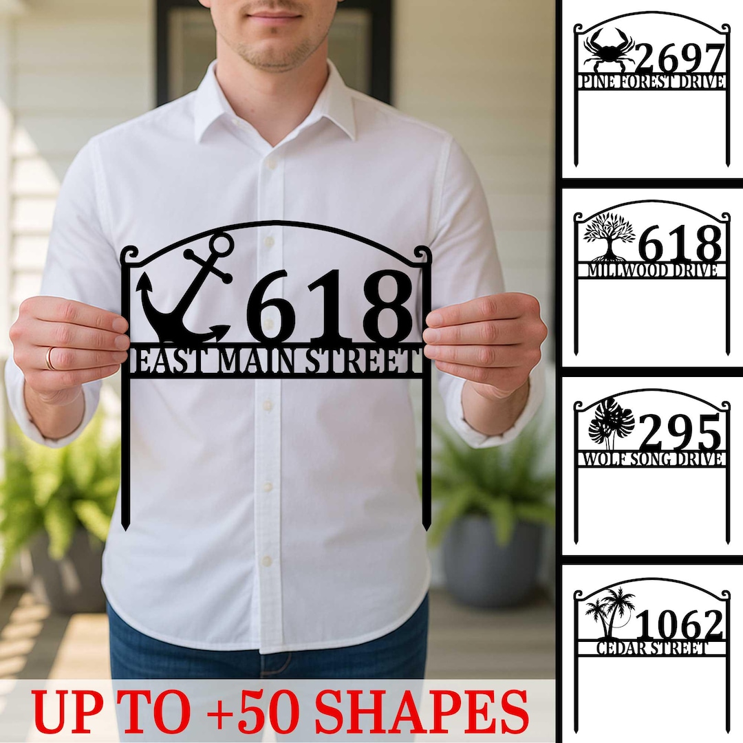 Custom Address Yard Sign, Metal Address Sign, Custom House Number Sign ...