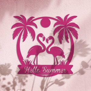 Custom Metal Flamingo Sign, Personalized Flamingo Sign, Beach House Decor, Pool Sign, Lake House Sign, Housewarming Gift