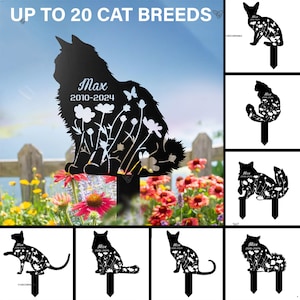 Custom Cat Memorial Stake, Cat Grave Marker, Cat Breed Metal Sign, Pet Memorial Gift, Cat Memorial Plaque, Pet Loss Gift, Remembrance Stake