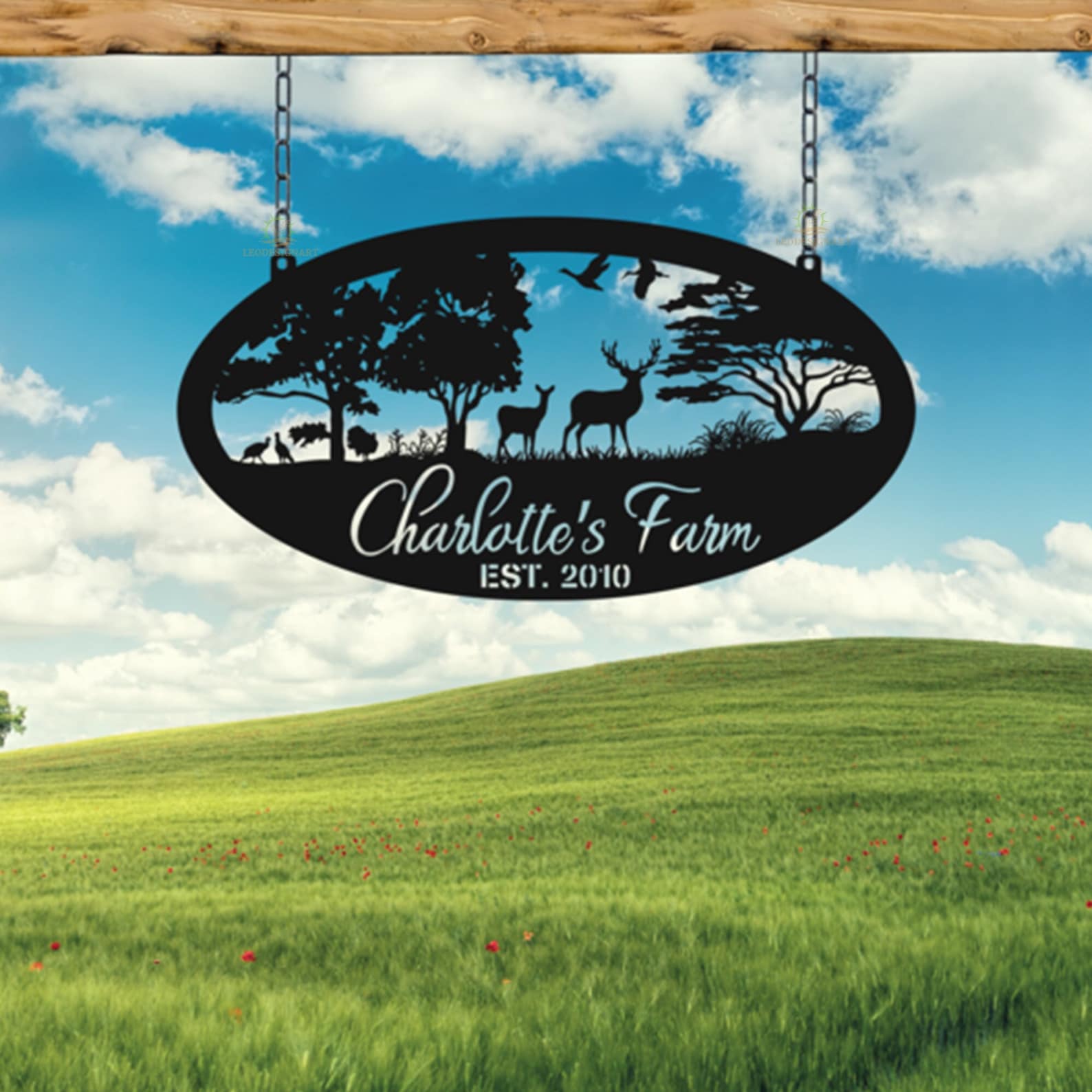 Personalized Deer Metal Farm Sign, Metal Cabin Sign, Personalized ...