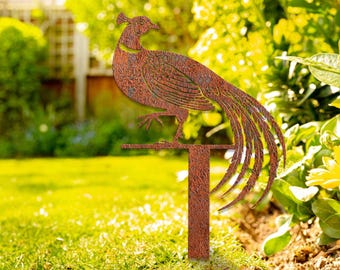 Rusty Pheasant Metal Stake, Pheasant Bird Sign, Metal Stake, Garden Decor, Yard Art, Animal Welcome Sign, Hunting Gift