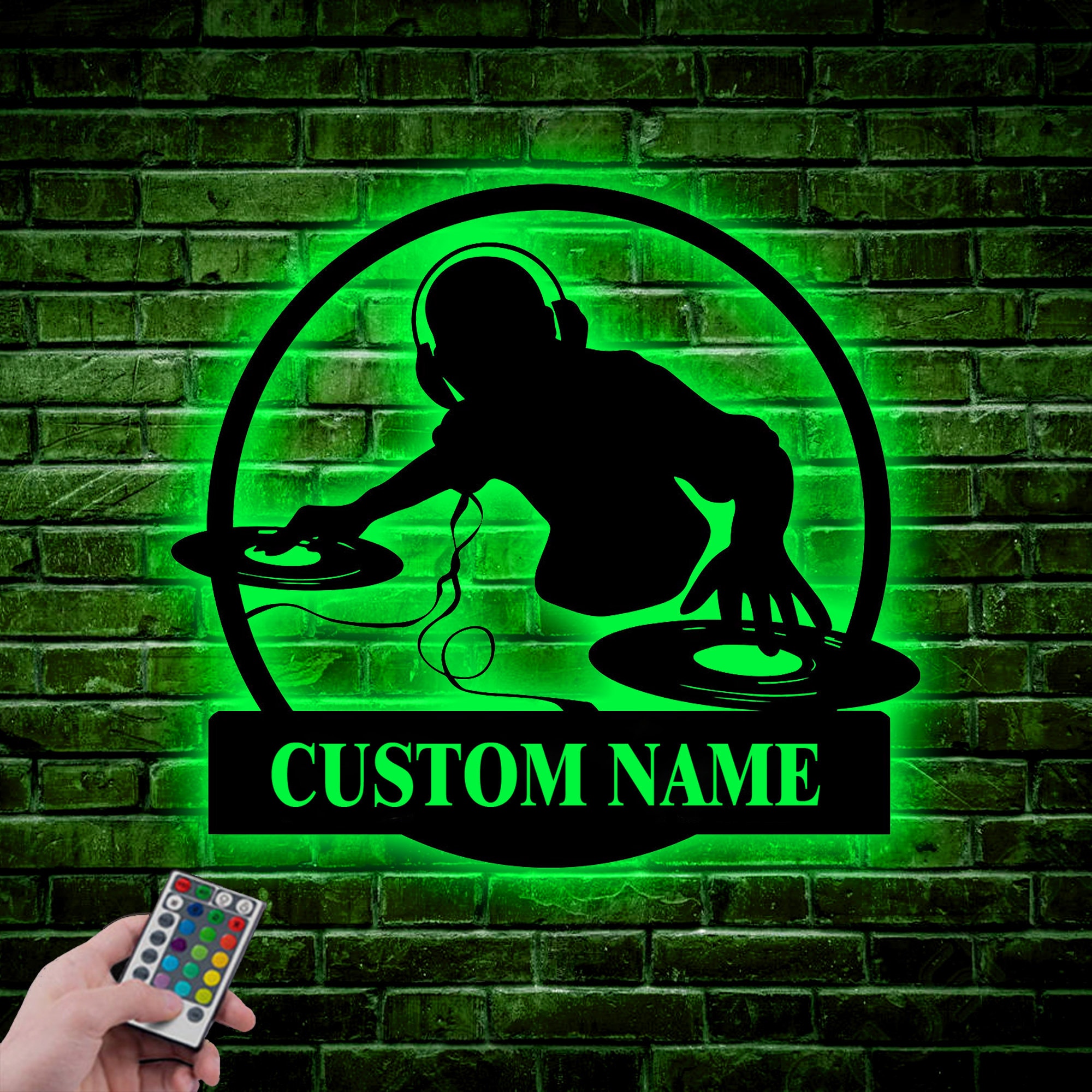 Custom Name DJ Player Metal Sign With LED Lights, Personalized Dj