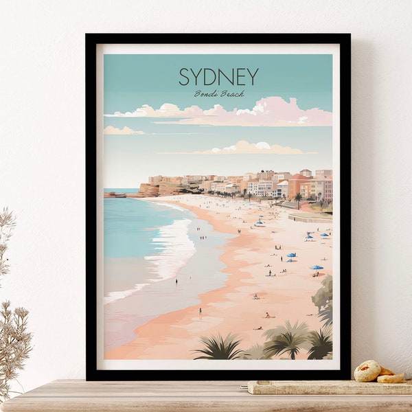 Sydney Australia Bondi Beach Sommer Vintage Travel Wall Art Print Poster Gerahmt Kunstgeschenk