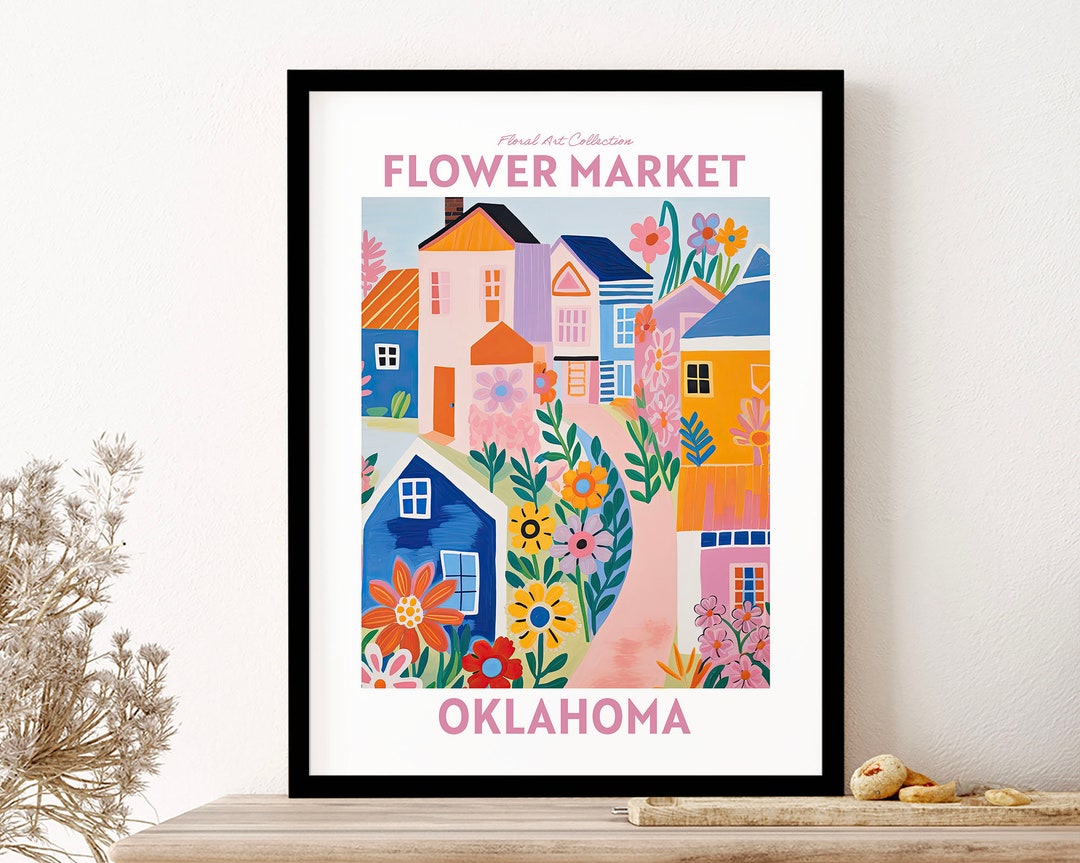 Oklahoma Flower Market Floral Art Print Travel Print Plant Art Etsy