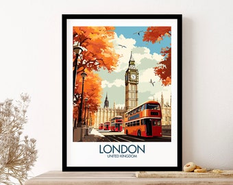 London Travel Print United Kingdom Wall Art Print Poster Framed Art Gift