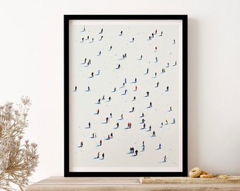 Skiers Watercolour Winter Painting Wall Art Print Poster Framed Art Gift