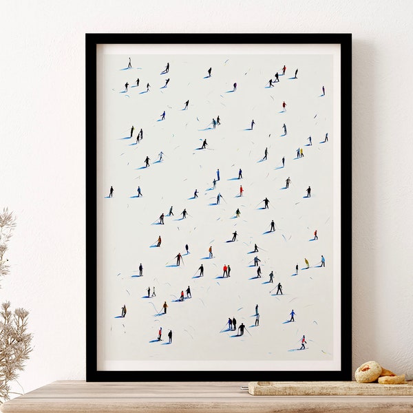 Skifahrer Aquarell Wintermalerei Wandkunst Print Poster gerahmt Kunst Geschenk