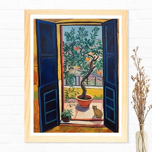 Henri Matisse Tuscany Italy Cat By The Window Mediterranean Wall Art Print Poster Framed Art Gift image 2