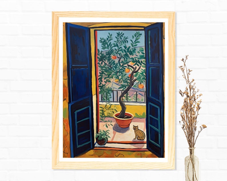 Henri Matisse Tuscany Italy Cat By The Window Mediterranean Wall Art Print Poster Framed Art Gift image 2