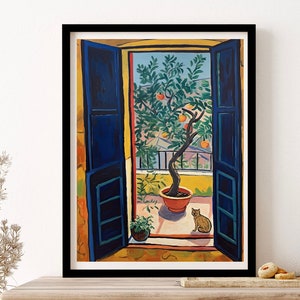 Henri Matisse Tuscany Italy Cat By The Window Mediterranean Wall Art Print Poster Framed Art Gift image 1