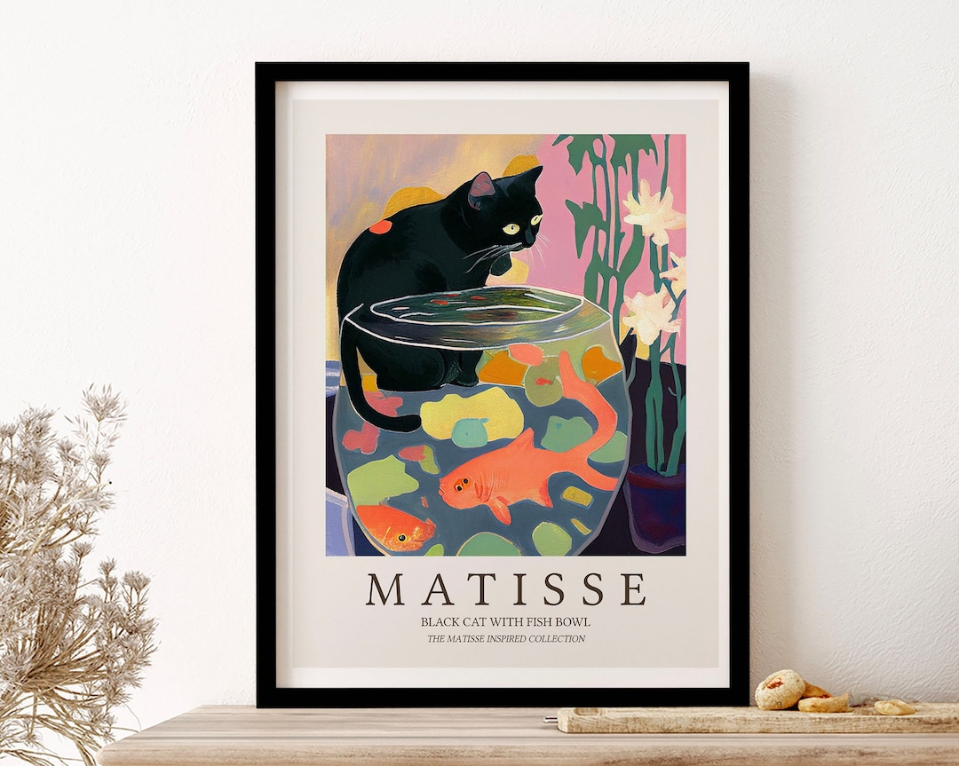 Matisse Black Cat and Fishbowl Poster Painting Wall Art Print - Etsy
