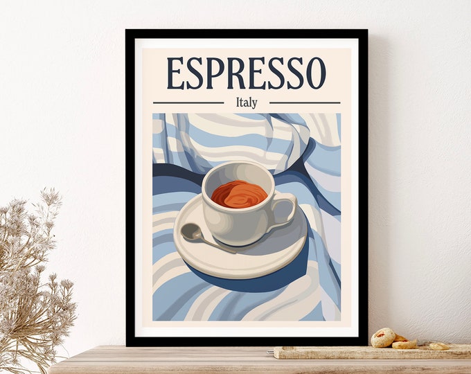 Espresso Coffee Italy Wall Art Print Poster Framed Art Gift