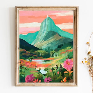 Sri Lanka Ella Mountain Painting Travel Illustration Digital Download