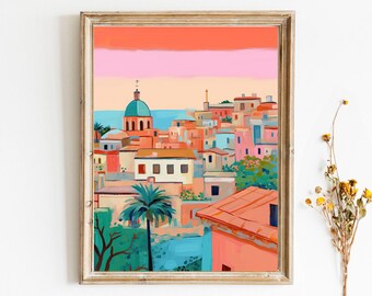 Rome Rooftops Travel illustration Housewarming Italy Painting Digital Download