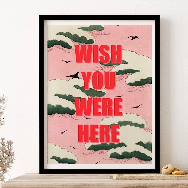 Pink Floyd Wish You Were Here Japanese Pink Wall Art Print Poster Framed Art Gift
