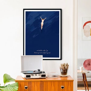 Into The Water I Go To Lose My Mind Find My Soul Swimmer Girl Wall Art Print Poster Framed Art Gift image 4