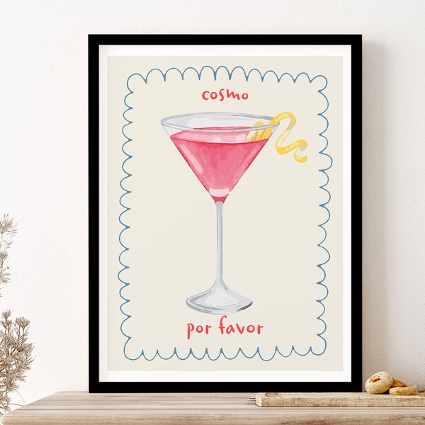 Cosmo Cosmopolitan Por Favor Cocktail Küche Getränk Wand Kunstdruck Poster Gerahmt Kunst Geschenk