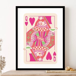 Queen Of Hearts Cocktail Pink Wall Art Print Poster Framed Art Gift