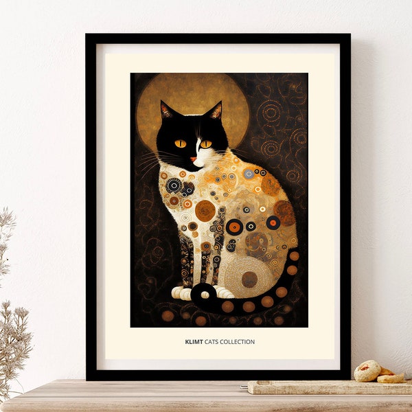 Gustav Klimt Cat Wall Art Print Poster Framed Art Gift