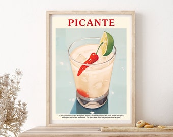 Picante Poster Cocktail Kitchen Art Wall Art Print Poster Framed Art Gift