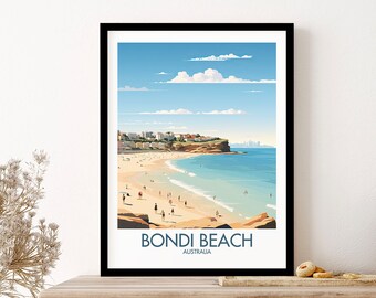 Bondi Beach Travel Print Australia Wall Art Print Poster Framed Art Gift