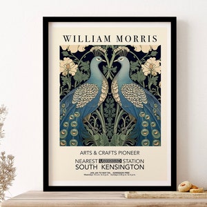 William Morris Print Exhibition Poster Birds Peacocks Print Wall Art Print Poster Framed Art Gift