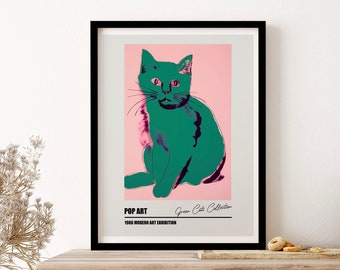 Andy Warhol Cats Green Poster Wall Art Print Poster Framed Art Gift