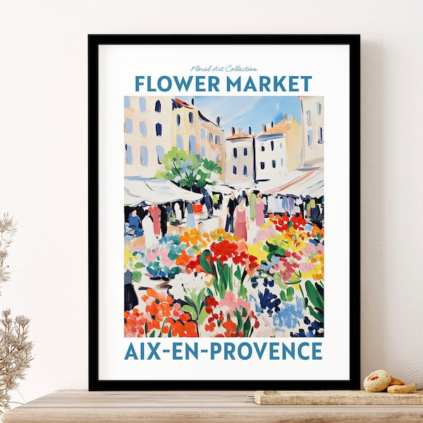 Affiche imprimée d'art encadrée - Aix En Provence France Décoration murale florale Impression d'art floral Impression de voyage Art végétal Style moderne