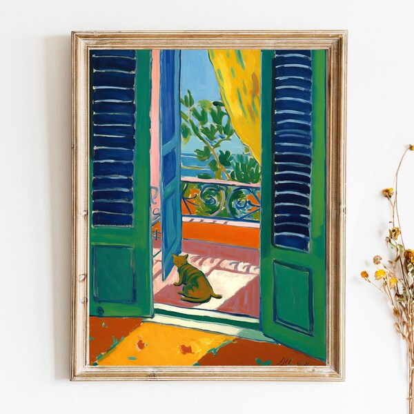 Henri Matisse Cat Print On A Window portofino 1 Digital Download Classic Art - Funny Posters - Animal Art Prints