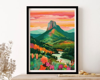 Sri Lanka Ella Mountain Travel Art Print, Poster, Wall Art, Vintage Illustration