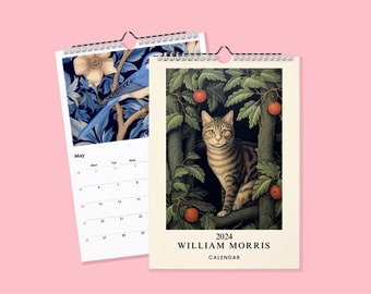 Calendrier 2024 William Morris Animaux 2025 OPTION - Calendriers muraux A3, A4