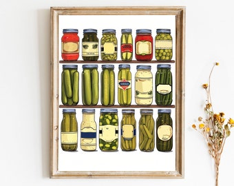 Pickles And Pickles Jars Illustration Kitchen Digital Download