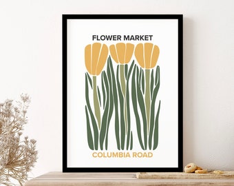 Flower Market Columbia Road Illustration Wall Art Print Poster Framed Art Gift