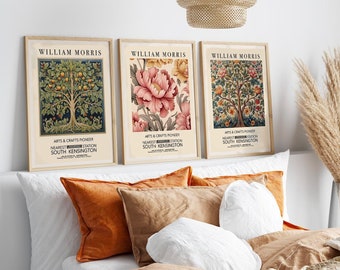 Set of 3 William Morris Prints, Floral William Morris Exhibition Print, Botanical Poster, Vintage Wall Art PRINTED or Digital Files