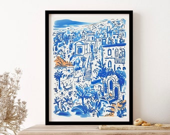 Italy Amalfi Coast Travel Art Print, Poster, Wall Art, Vintage Illustration