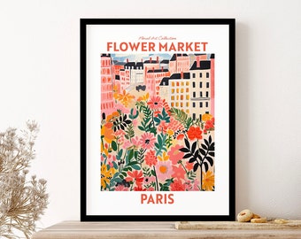 Paris France Flower Market Floral Art Print Travel Print Plant Art Modern Style Wall Art Print Poster Framed Art Gift