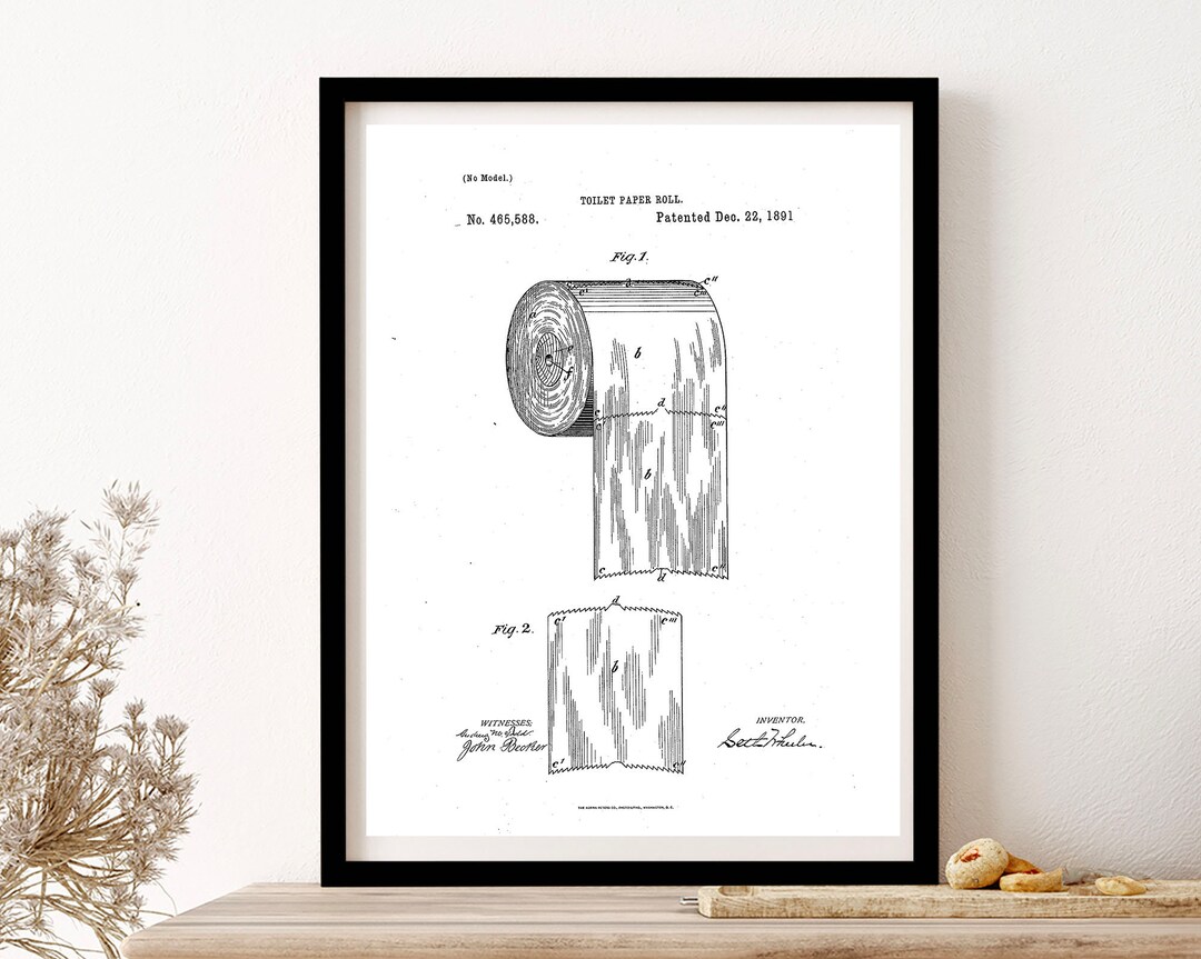 Toilet Paper Roll Line Art Typography Wall Art Print Poster Etsy